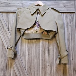 RED Valentino Cropped double-breasted cotton-blend twill jacket